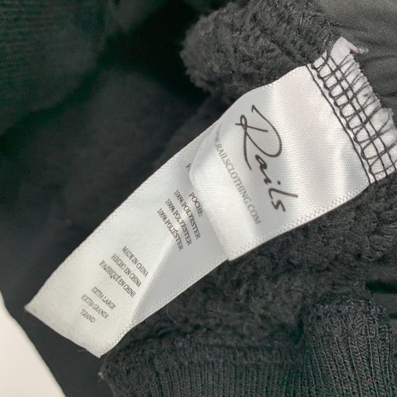 Rails Austin Jacket Fleece Teddy Black Full Zip Fuzzy - Picture 6 of 9